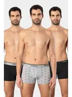 Yazılı Geniş Lastikli Desenli Likralı Erkek Boxer 3lü Cacharel 1339 Siyah 4
