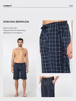 Cepli Kareli Dokuma Bermuda Erkek Tek Alt Cacharel 2241 Lacivert 8 farklı açı