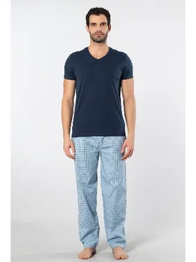 Cacharel Dokuma Kısa Kollu Kareli Erkek Pijama Takımı Cacharel 2238