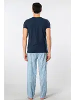 Dokuma Kısa Kollu Kareli Erkek Pijama Takımı Cacharel 2238 Mavi 2 farklı açı