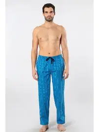 Cacharel Kareli Mavi Erkek Dokuma Tek Alt Pijama Cacharel 2240