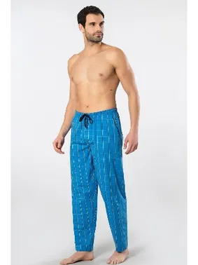 Cacharel Kareli Mavi Erkek Dokuma Tek Alt Pijama Cacharel 2240 - Alternatif Görünüm