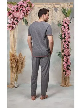 Doreanse Erkek Gri Bisiklet Yaka T-Shirt Pijama Takımı Doreanse 25Y4566 - Alternatif Görünüm