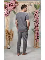 Erkek Gri Bisiklet Yaka T-Shirt Pijama Takımı Doreanse 25Y4566 Gri detay görünüm