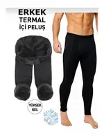 Erkek İçi Peluş Termal Tayt Kışlık Peluşlu Polarlı Likralı Polar Termal İçlik Perafitol 8024 Siyah