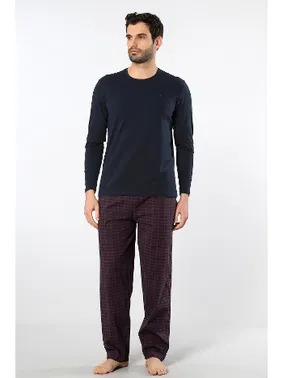 Cacharel Ekoseli Poplin O Yaka Uzun Kollu Erkek Pijama Takımı Cacharel 2239