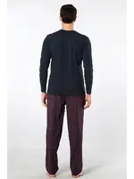 Ekoseli Poplin O Yaka Uzun Kollu Erkek Pijama Takımı Cacharel 2239 Bordo 1 farklı açı