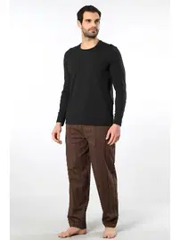 Cacharel Pamuklu Uzun Kollu Erkek Poplin O Yaka Pijama Takımı Cacharel 2239