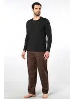 Pamuklu Uzun Kollu Erkek Poplin O Yaka Pijama Takımı Cacharel 2239 Kahve 1