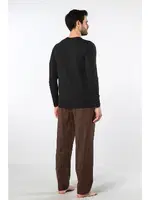 Pamuklu Uzun Kollu Erkek Poplin O Yaka Pijama Takımı Cacharel 2239 Kahve 1 farklı açı