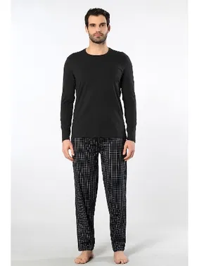 Cacharel Ekoseli Poplin O Yaka Uzun Kollu Erkek Pijama Takımı Cacharel 2239 - Alternatif Görünüm