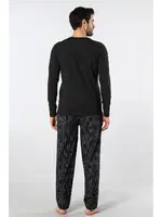 Ekoseli Poplin O Yaka Uzun Kollu Erkek Pijama Takımı Cacharel 2239 Siyah 2 farklı açı