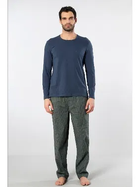 Cacharel Poplin O Yaka Uzun Kollu Erkek Pijama Takımı Cacharel 2239 - Alternatif Görünüm