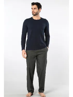 Cacharel Uzun Kollu Cepli Erkek Poplin O Yaka Pijama Takımı Cacharel 2239