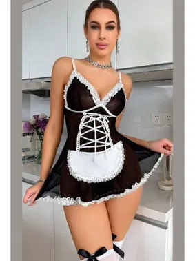 missisX Etekli Siyah Hizmetçi Kostüm missisX 50121