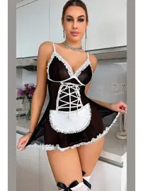 missisX Etekli Siyah Hizmetçi Kostüm missisX 50121