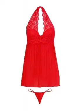 Dream Night Boyundan Bağlamalı Kırmızı Fantazi Gecelik Anı 3052 - Alternatif Görünüm