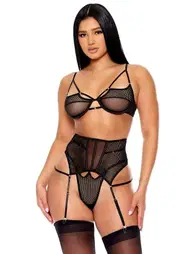 For Dreams Fantezi File Tül Kadın Jartiyer Siyah Takım For Dreams 8610