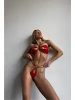 Fantezi Harness Kırmızı Kostüm missisX 2193 Kırmızı farklı açı