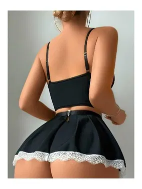 Nathalie Fantezi Hizmetci Kostüm Takım Siyah Nathalie K-1003 - Alternatif Görünüm