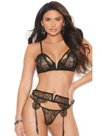 Loomerie Fantezi Jartiyer Takım Dantel Siyah Loomerie 165