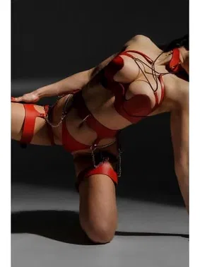 missisX Fantezi Kadın Harness Kostüm Kırmızı missisX 2194 - Alternatif Görünüm