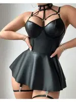 Fantezi Kadın Siyah Club Kostüm Set Real Passione 21098 Siyah görsel 5