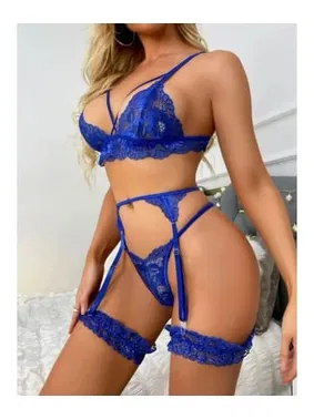 Nathalie Fantezi Lacivert Dantel Jartiyer Takım Nathalie 5009