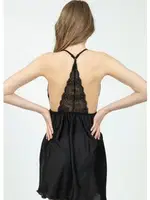 Fantezi Sırtı Dantel Kısa Seksi Kadın Gecelik Siyah Loomerie 805 Siyah detay görünüm