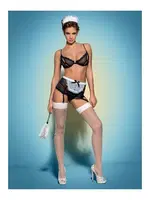 Fantezi Siyah Hizmetçi Kostümü Jartiyerli Loomerie 564 Siyah farklı açı