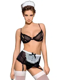 Loomerie Fantezi Siyah Hizmetçi Kostümü Jartiyerli Loomerie 564