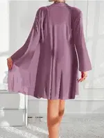 Fırfırlı Dantelli Tül Mor Sabahlık Gecelik Takım Pink Night 1537 Mor farklı açı