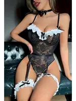 Fiyonklu Jartiyerli Gecelik missisX 62006 Siyah detay görünüm