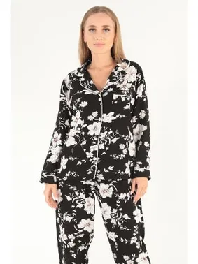 DOREMI Floral Pattern Uzun Kollu Kadın Pijama Takım DoReMi 002-000080 - Alternatif Görünüm