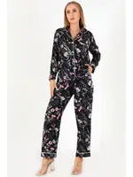 Flower Garden Uzun Kollu Kadın Pijama Takım DoReMi 002-000090 Lacivert görsel 7