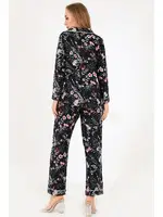 Flower Garden Uzun Kollu Kadın Pijama Takım DoReMi 002-000090 Lacivert farklı açı