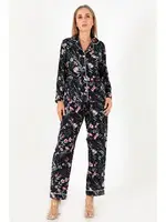 Flower Garden Uzun Kollu Kadın Pijama Takım DoReMi 002-000090 Lacivert görsel 4