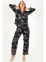 Flower Garden Uzun Kollu Kadın Pijama Takım DoReMi 002-000090 Lacivert görsel 5