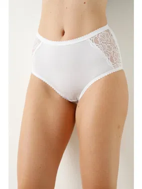 Öztaş Full Lycralı Dantelli Bato Yüksek Bel 4Lü Paket Kadın Külot Öztaş 21005-H