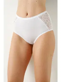 Öztaş Full Lycralı Dantelli Bato Yüksek Bel 4Lü Paket Kadın Külot Öztaş 21005-H