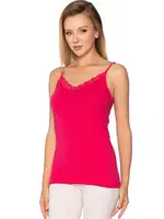 Fuşya Likralı İnce Askılı Empirme Desenli Kadın Atlet Gümüş 3096 - 6 Adet Fuşya detay görünüm