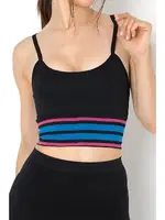 Energy Çizgili Spor Sütyeni Gigotto 001-001197 Siyah detay görünüm