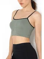 Seamless Dantel Detaylı Ripli Büstiyer Gigotto 001-001209 Haki