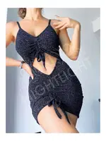 Göbek Dekolteli Fantezi Mini Kadın Elbise NightLight 1041 Antrasit görsel 4