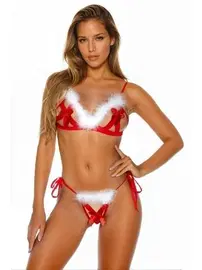 NightLight Göğüs Dekolteli Tüylü Kurdelalı Fantazi Yılbaşı Köstüm NightLight 3806