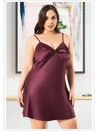 Miss Laris Göğüs Kısmı Büzgülü Yanları Büyük Beden İnce Askılı Saten Gecelik Miss Laris 4039