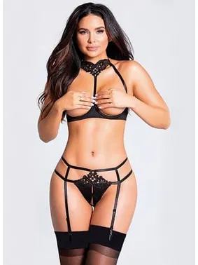 Loomerie Göğüsleri Açık Dantelli Britli Jartiyer Takım Loomerie 254