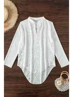 Gömlek Görünümlü Likralı Plaj Elbisesi Pareo Cover Up Kimono Angelsin MS 4384 Beyaz Beyaz görsel 4