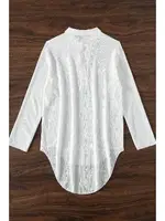 Gömlek Görünümlü Likralı Plaj Elbisesi Pareo Cover Up Kimono Angelsin MS 4384 Beyaz Beyaz görsel 5