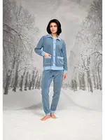 Gömlek Yaka Cepli Mavi Kadın Pijama Takımı Doreanse 26K4092 Mavi